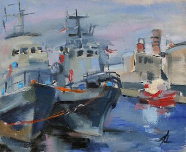 Original Expressionism Ship Paintings by Anna Laicane
