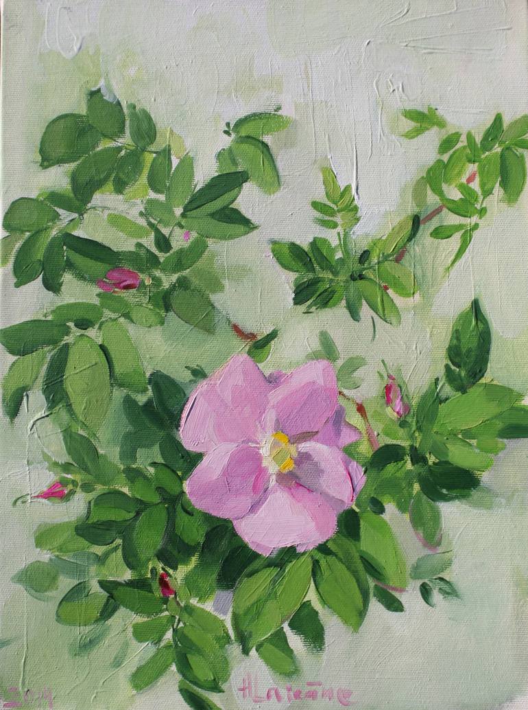 Wild rose (sold) Painting by Anna Laicane | Saatchi Art