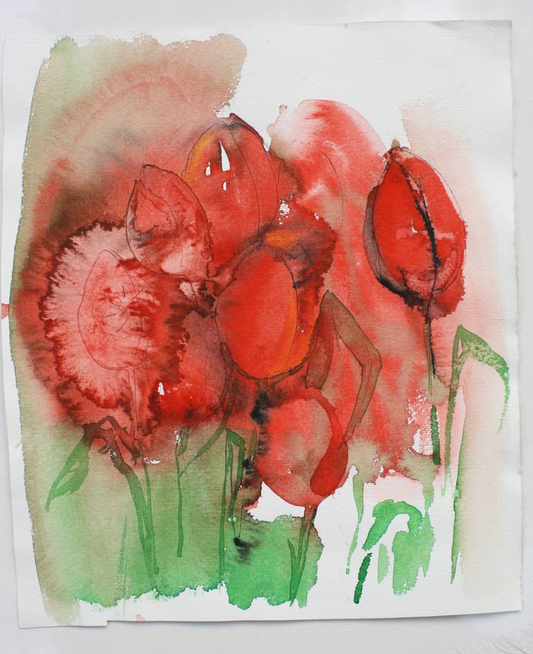Original Expressionism Floral Painting by Anna Laicane