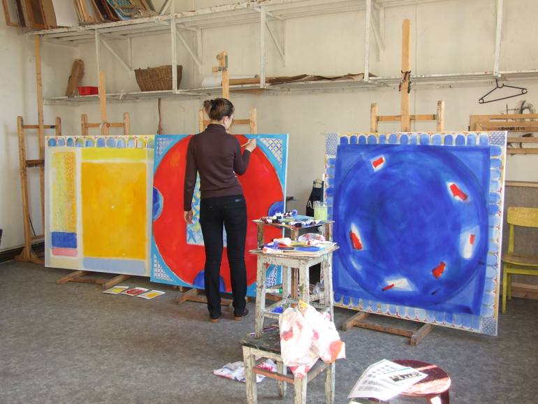 Original Geometric Abstract Painting by Anna Laicane