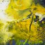 yellow and blue signed abstract painting