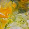 gold yellow and green abstract painting detail