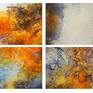 textured details of abstract blue and orange art
