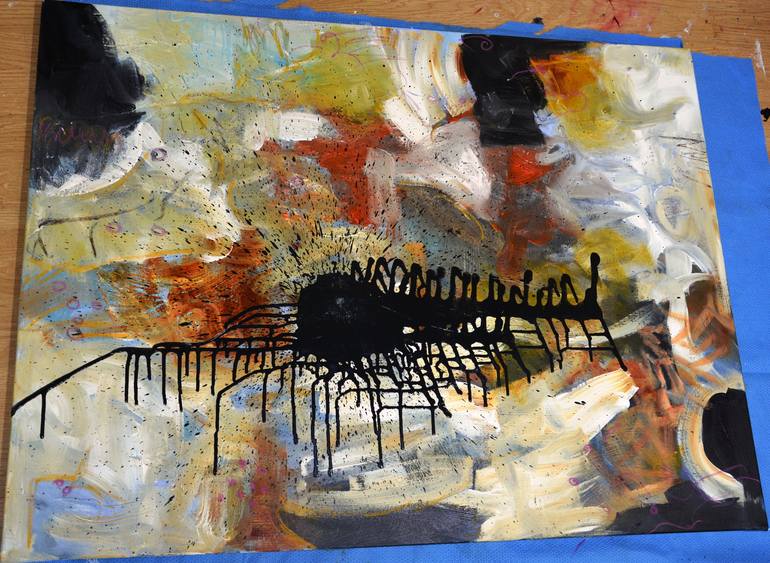 Original Abstract Expressionism Abstract Painting by Andrada Anghel