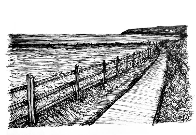 Original Figurative Beach Drawing by Russell Scott-Skinner