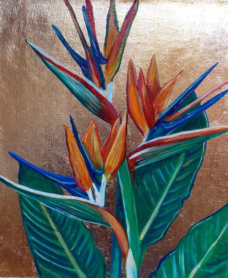 Strelitzia Bird of Paradise Flower Painting by Adriana Vasile