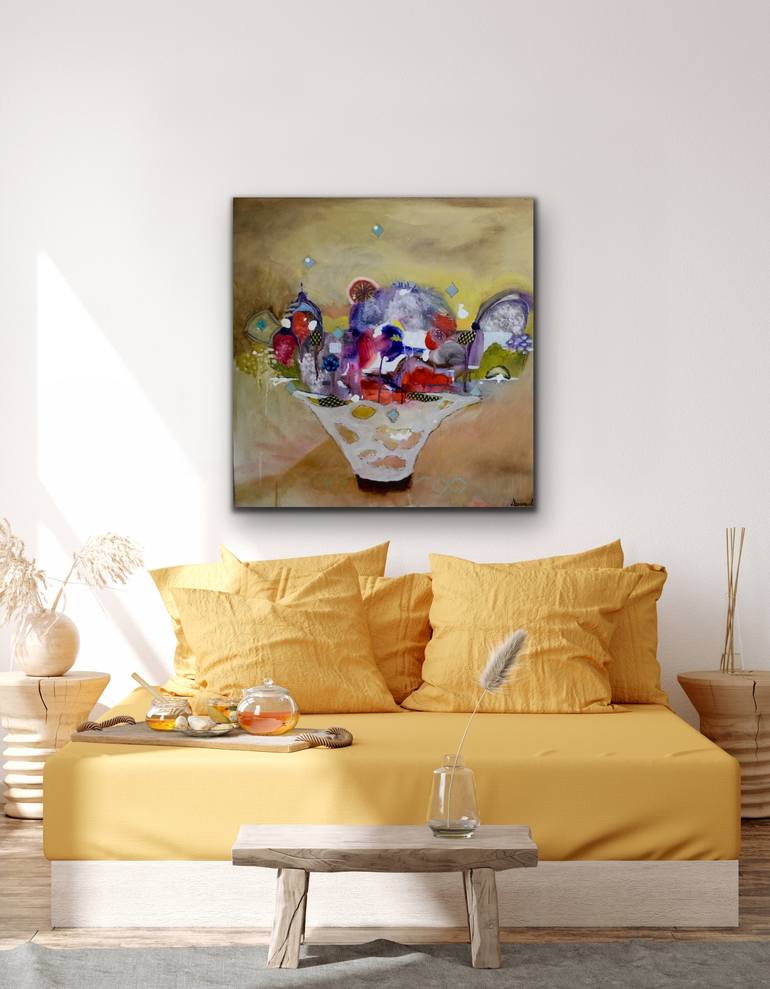 Original Abstract Floral Painting by Dominique Desmeules