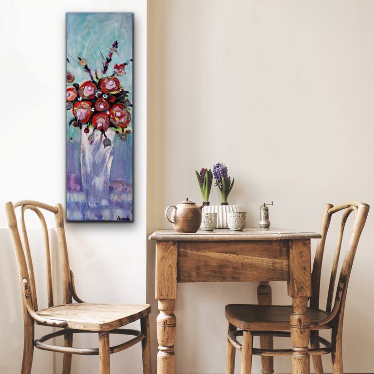 Original Abstract Expressionism Floral Painting by Dominique Desmeules