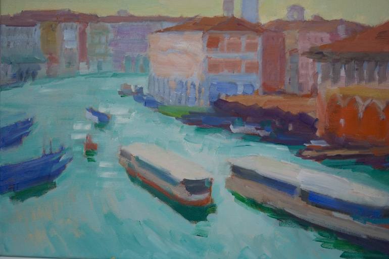 Original Realism Boat Painting by Dumitru Bostan Junior