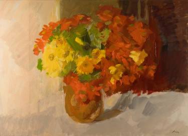 Original Impressionism Floral Paintings by Dumitru Bostan Junior