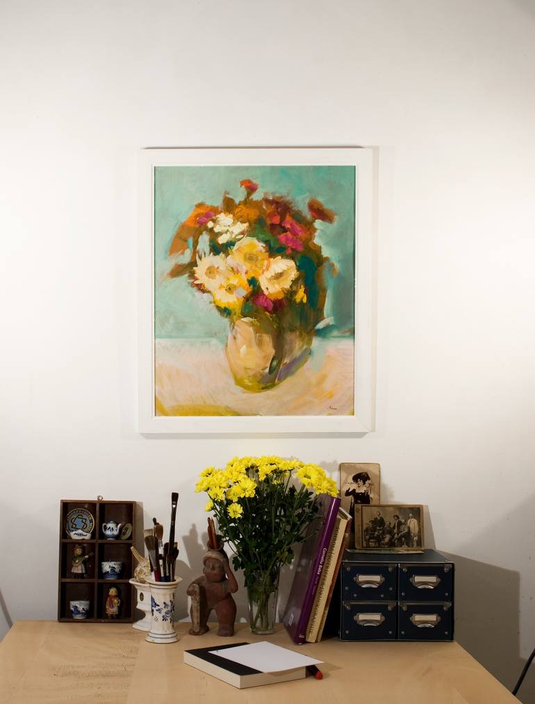 Original Impressionism Floral Painting by Dumitru Bostan Junior