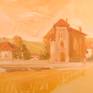 An oil on canvas painting part of a a series with this subject.
A landscape with old Piatra-Neamt.