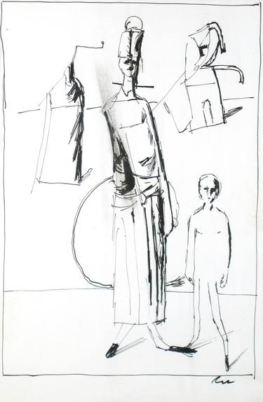 Original Figurative Culture Drawings by Dumitru Bostan Junior