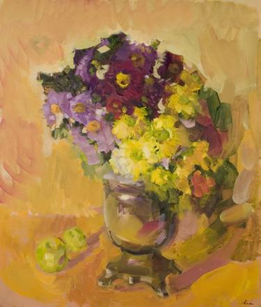 Print of Impressionism Floral Paintings by Dumitru Bostan Junior