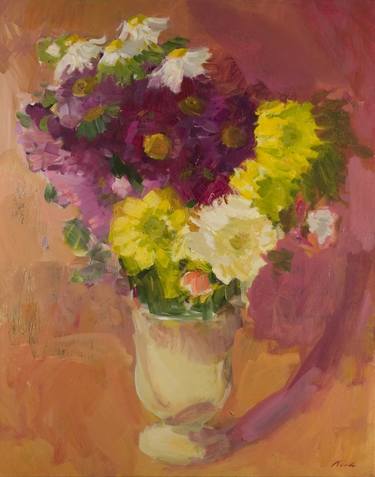 Print of Impressionism Floral Paintings by Dumitru Bostan Junior