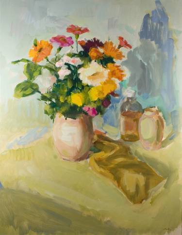 Print of Impressionism Still Life Paintings by Dumitru Bostan Junior