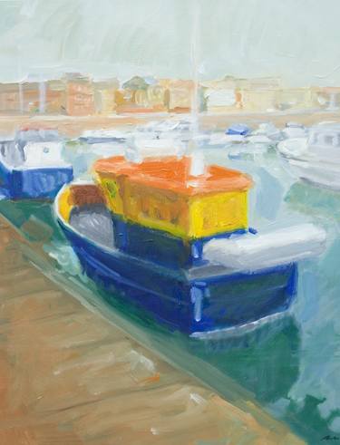 Original Impressionism Sailboat Paintings by Dumitru Bostan Junior