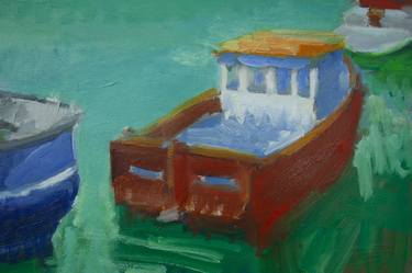 Original Impressionism Boat Paintings by Dumitru Bostan Junior