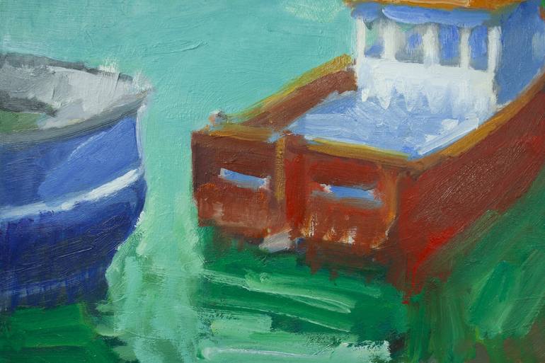 Original Boat Painting by Dumitru Bostan Junior