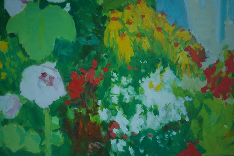 Original Impressionism Garden Painting by Dumitru Bostan Junior