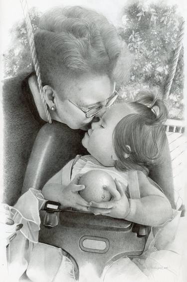 Saatchi Art Artist David J Vanderpool; Drawings, “A Grandmother's kiss” #art