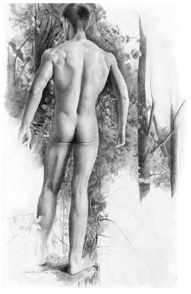 Saatchi Art Artist David J Vanderpool; Drawings, “Untitled male standing in woods” #art