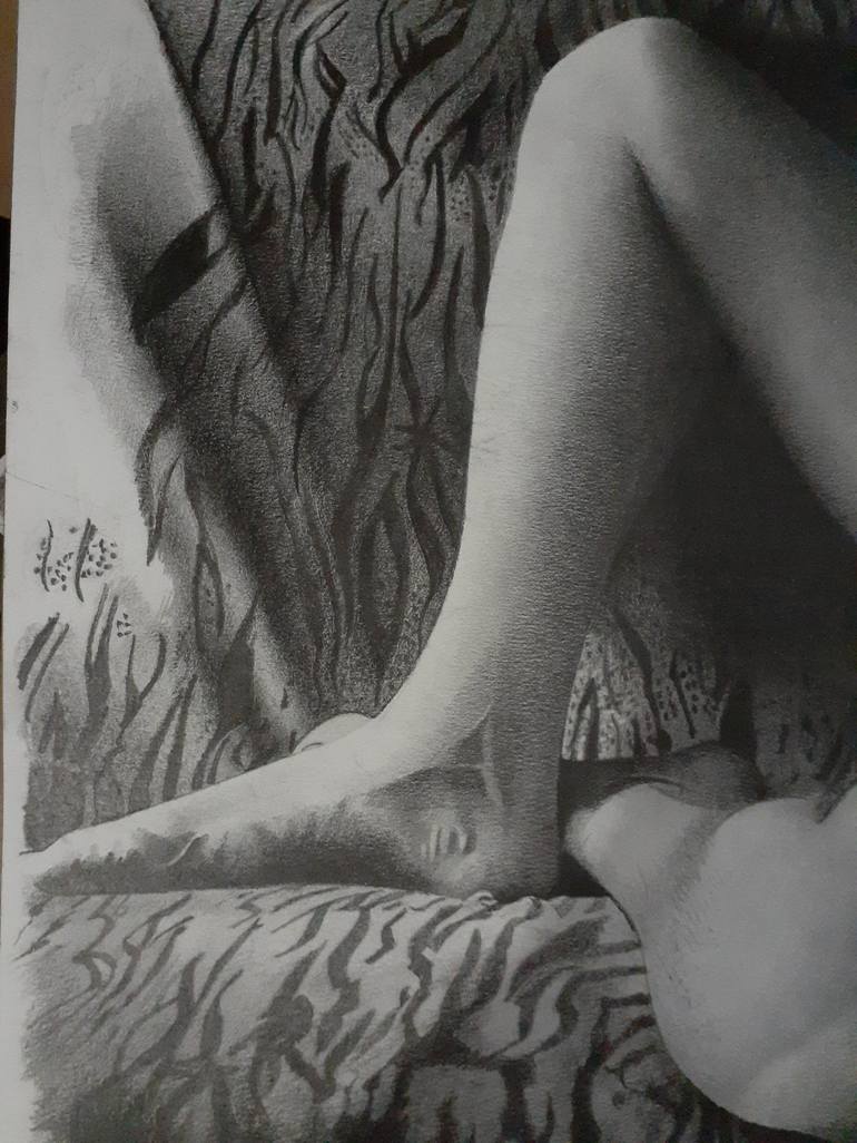 Original Black & White Erotic Drawing by David J Vanderpool