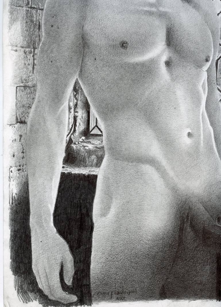 Original Figurative Nude Drawing by David J Vanderpool