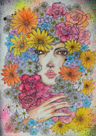 Original Illustration Women Mixed Media by DURA KI HANA