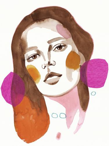 Original Modern Portrait Drawings by Peggy Wolf