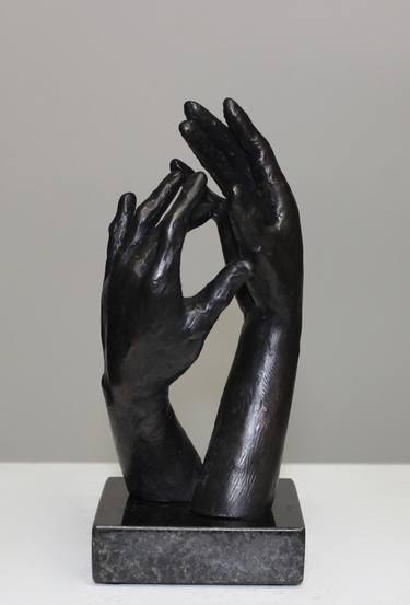 "GESTURE OF TWO GRACEFUL HANDS" bronze sculpture thumb