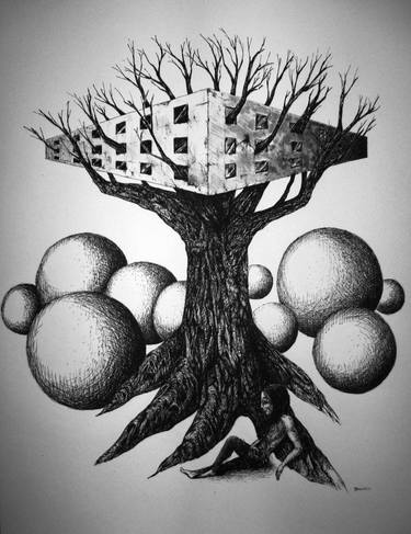 Original Surrealism Nature Drawings by Patrick Jannin