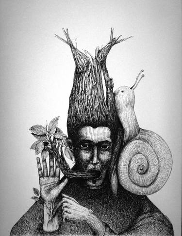 Original Surrealism Nature Drawings by Patrick Jannin