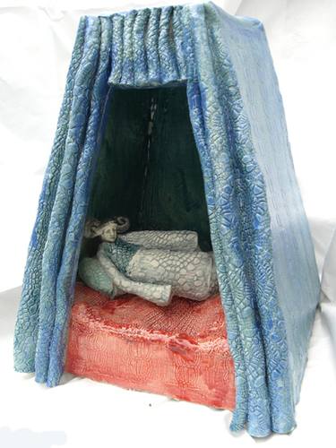 Lady in Blue Canopied Bed thumb