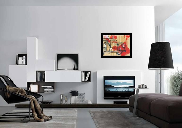 Original Art Deco Transportation Painting by Santhosh C H