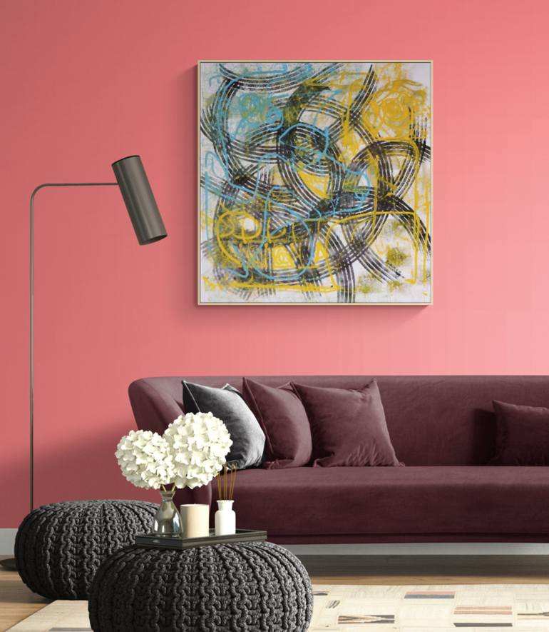 Original Art Deco Abstract Painting by SANTHOSH C H