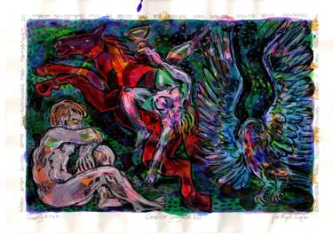 Print of Expressionism Classical mythology Drawings by Steve Ferris