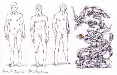 Original Figurative Body Drawings by Steve Ferris