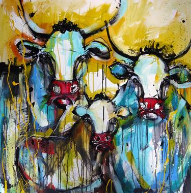 Print of Cows Paintings by Irina Rumyantseva