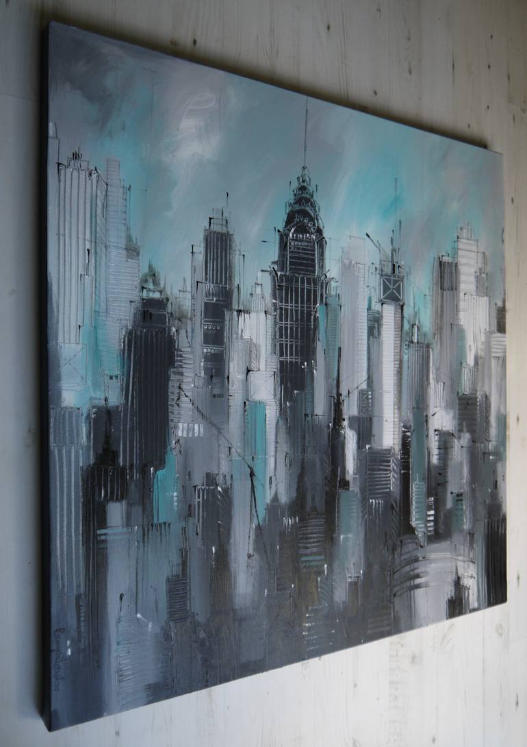 Original Abstract Cities Painting by Irina Rumyantseva