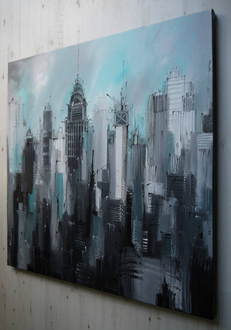 Original Abstract Cities Painting by Irina Rumyantseva