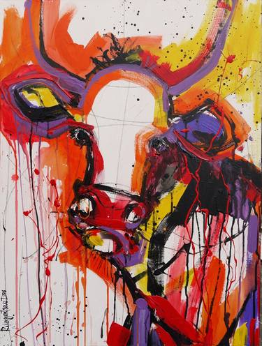 Print of Abstract Expressionism Cows Paintings by Irina Rumyantseva