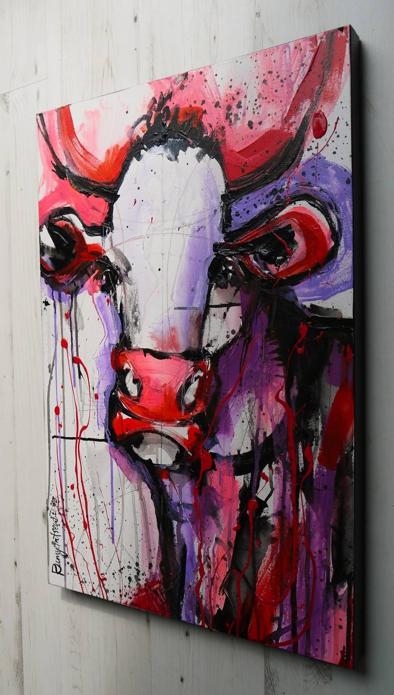 Original Abstract Cows Painting by Irina Rumyantseva