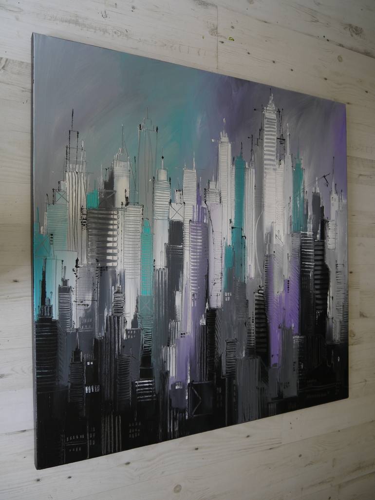 Original Abstract Cities Painting by Irina Rumyantseva