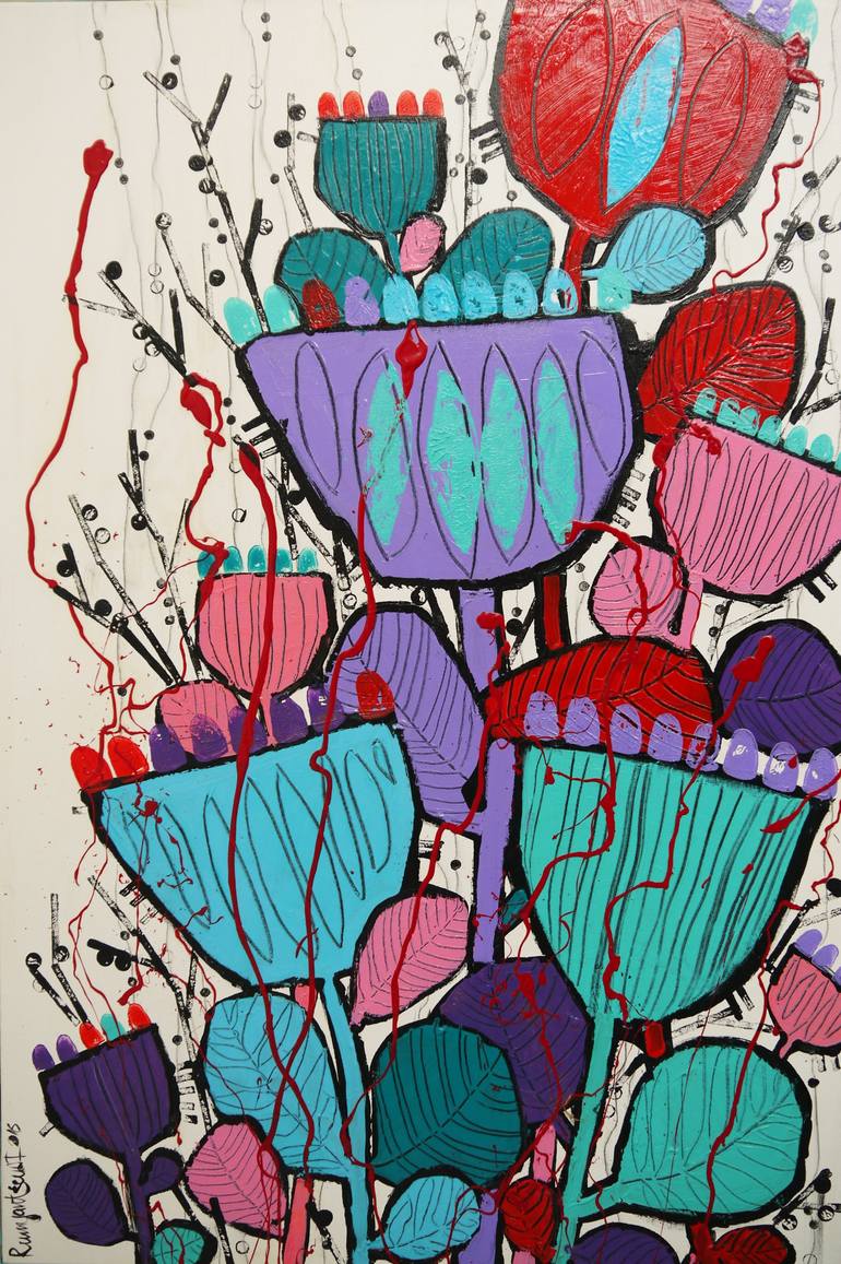 Original Abstract Expressionism Floral Painting by Irina Rumyantseva