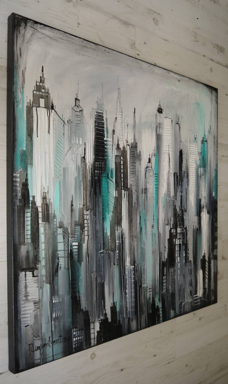 Original Abstract Cities Painting by Irina Rumyantseva