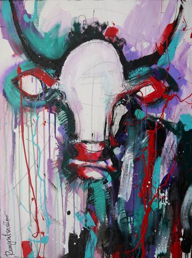 Original Abstract Cows Paintings by Irina Rumyantseva