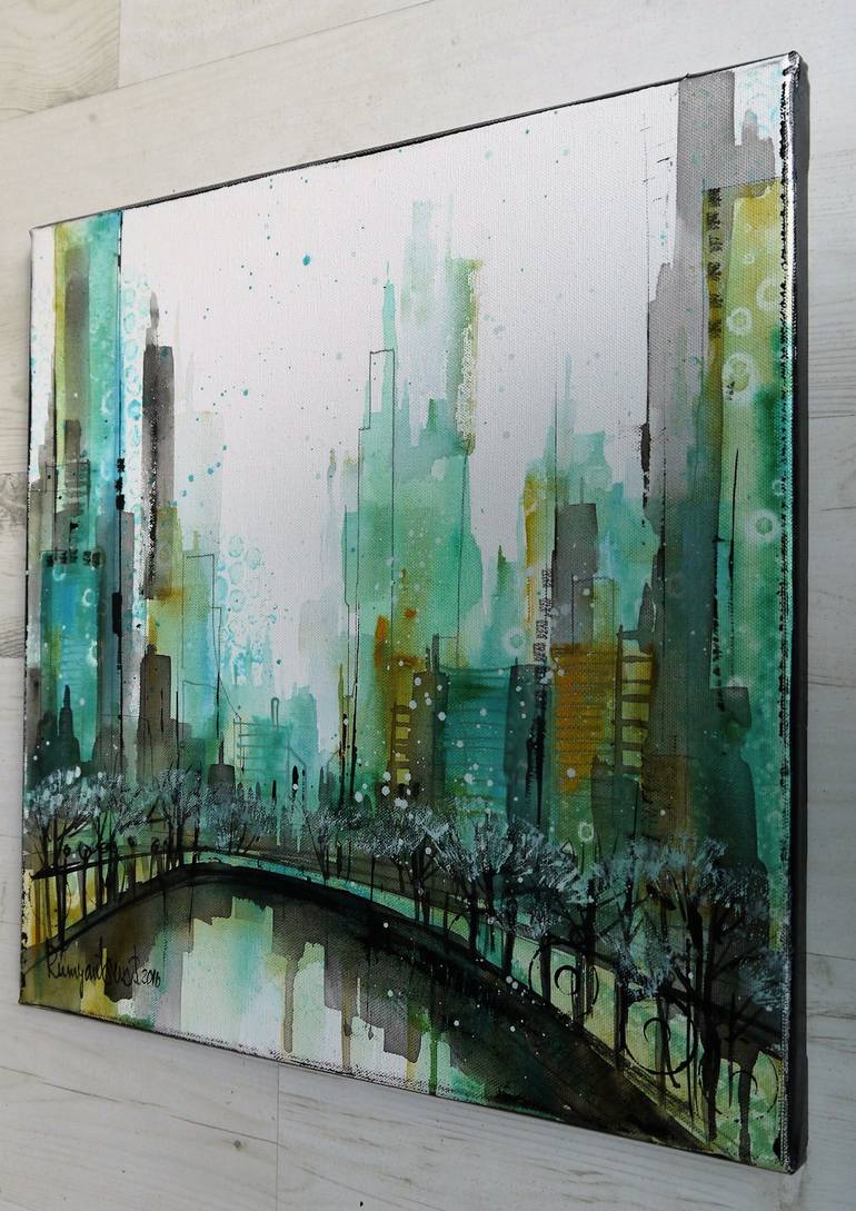 Original Abstract Cities Painting by Irina Rumyantseva