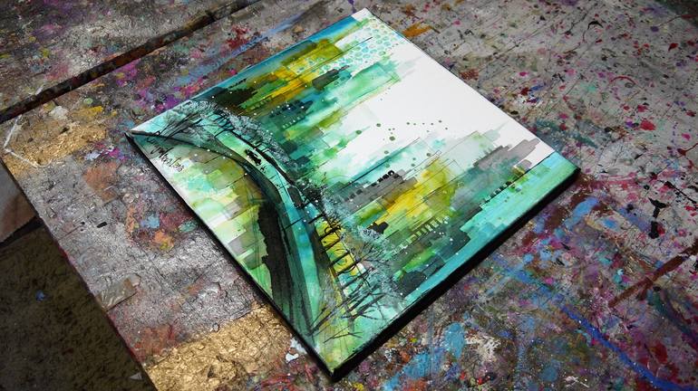 Original Abstract Cities Painting by Irina Rumyantseva