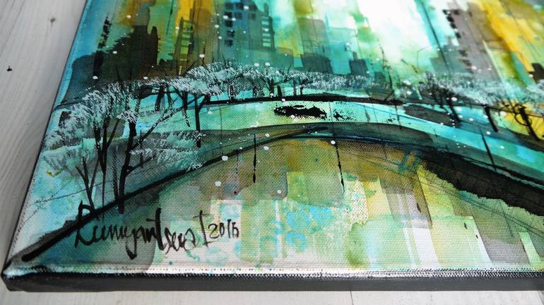 Original Abstract Cities Painting by Irina Rumyantseva